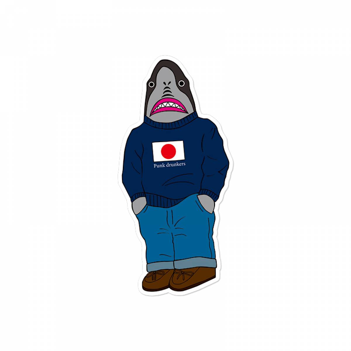 PUNK DRUNKERS ステッカー / 鮫人 - NAVY