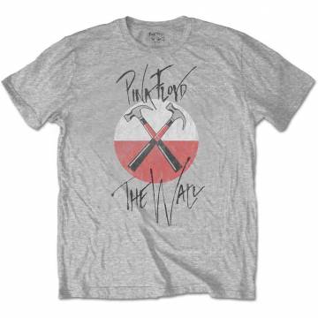 【予約商品】PINK FLOYD バンドTシャツ ユニセックス: The Wall Faded Hammers Logo (Grey) - GREY