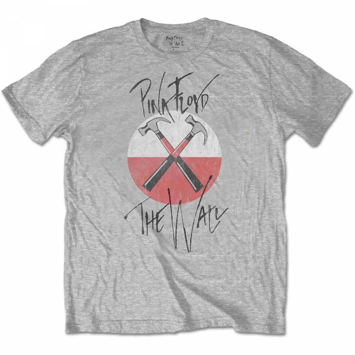 【予約商品】PINK FLOYD バンドTシャツ ユニセックス: The Wall Faded Hammers Logo (Grey) - GREY