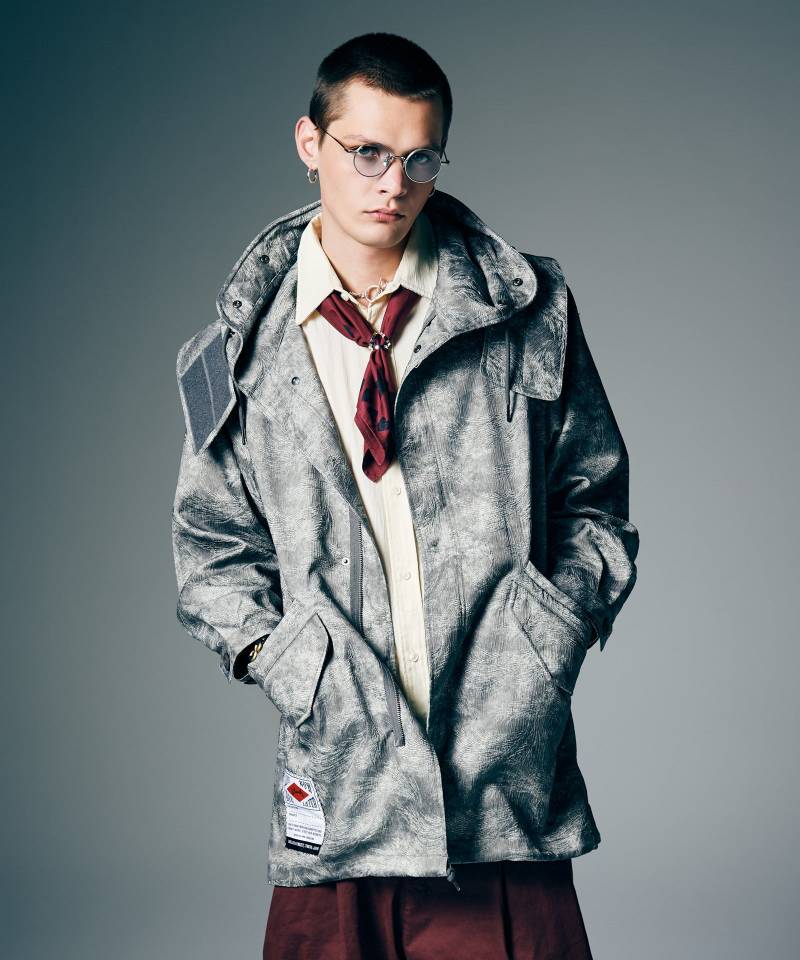 【予約商品】glamb(グラム) High Neck Shirt Mods Coat / ハイネックシャツモッズコート - Gray