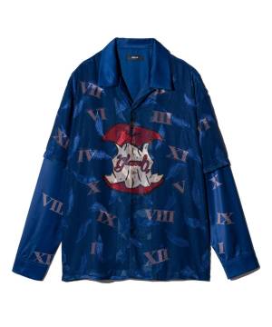 【予約商品】glamb(グラGB0125/SH03 : Eaten Apple Layered Shirt / イートゥンアップルレイヤードシャツ - Navy
