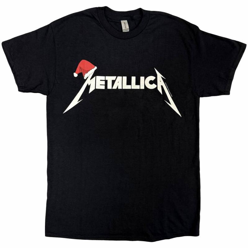 【予約商品】METALLICA バンドTシャツ ユニセックス: Santa Hat Logo (Black)