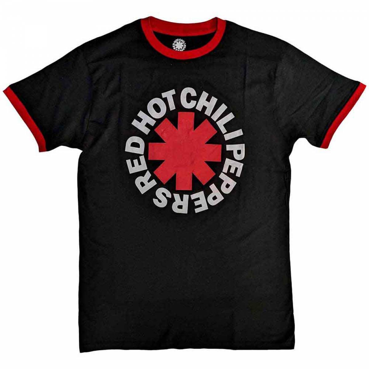 【予約商品】RED HOT CHILI PEPPERS Unisex Ringer バンドTシャツ: Classic Asterisk (Black) - BLACK