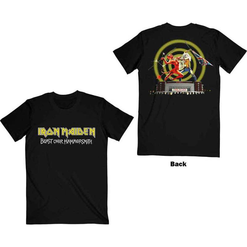【予約商品】IRON MAIDEN バンドTシャツ ユニセックス: Beast Over Hammersmith Eddie & Devil (Black) (Back Print)