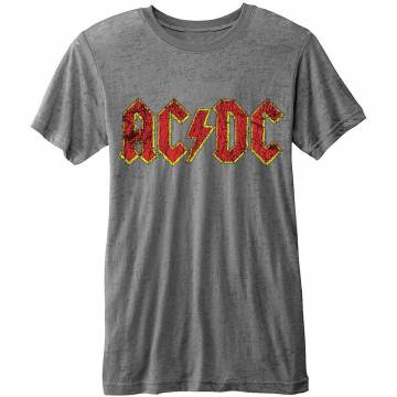 【予約商品】AC/DC Unisex Burnout バンドTシャツ: Classic Logo (Grey) - GREY