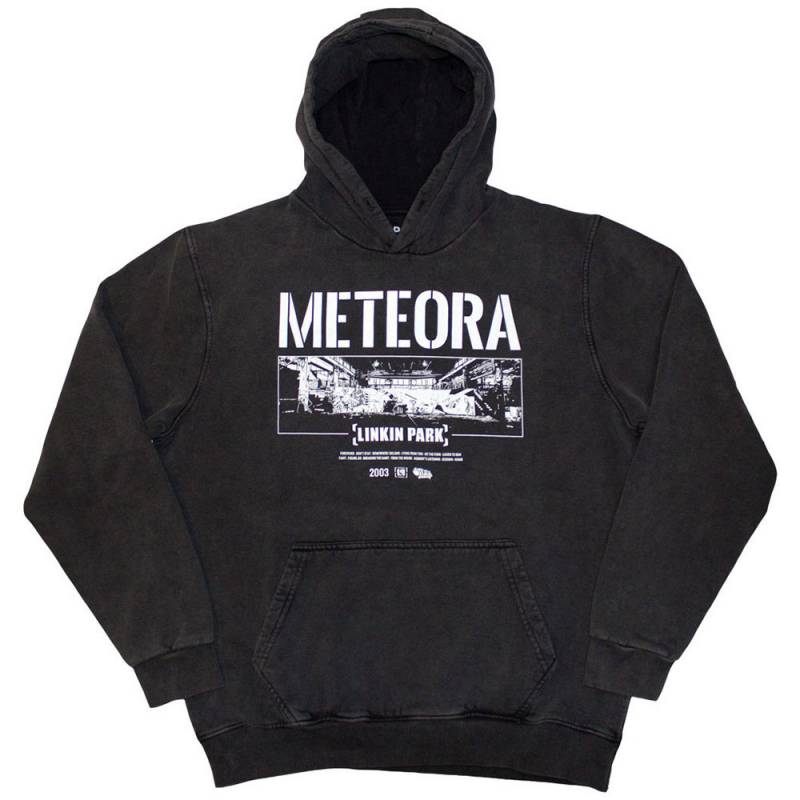 【予約商品】LINKIN PARK Unisex Stone Wash Pullover Hoodie: Meteora Wall Art (Charcoal Grey) - CHARCOAL GREY