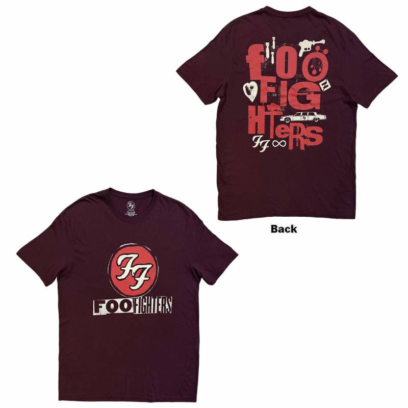 【予約商品】FOO FIGHTERS バンドTシャツ ユニセックス: Albums Symbols (Maroon Red) (Back Print)