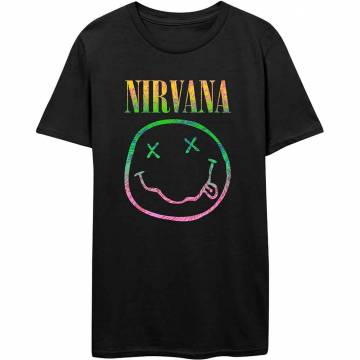 【予約商品】NIRVANA バンドTシャツ ユニセックス: Sorbet Ray Happy Face (Black) - BLACK