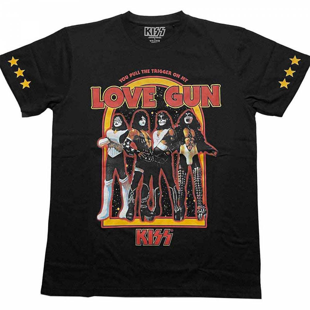 【予約商品】KISS ユニセックスTシャツ: Love Gun Stars (Sleeve Print)