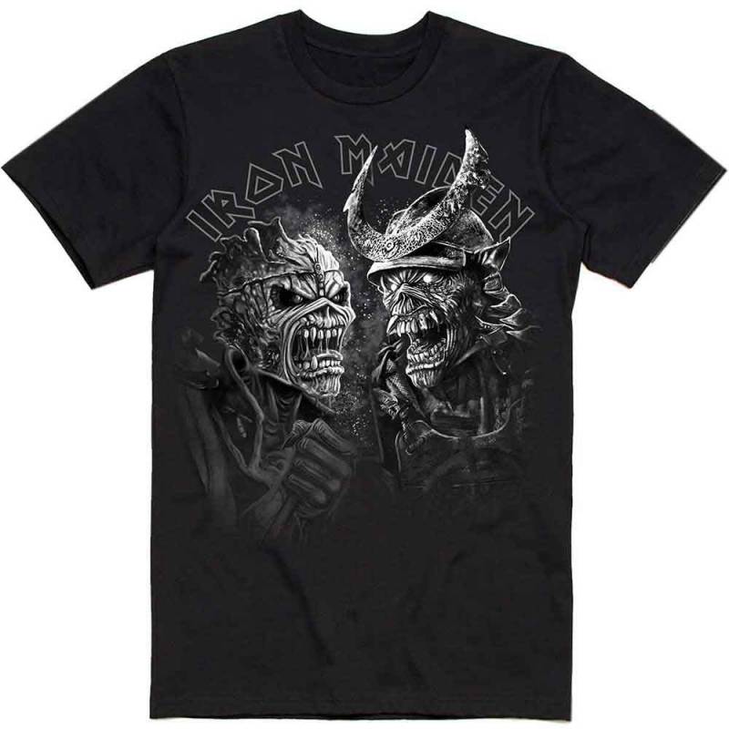 【予約商品】IRON MAIDEN バンドTシャツ ユニセックス: Senjutsu Large Grayscale Heads (Black)