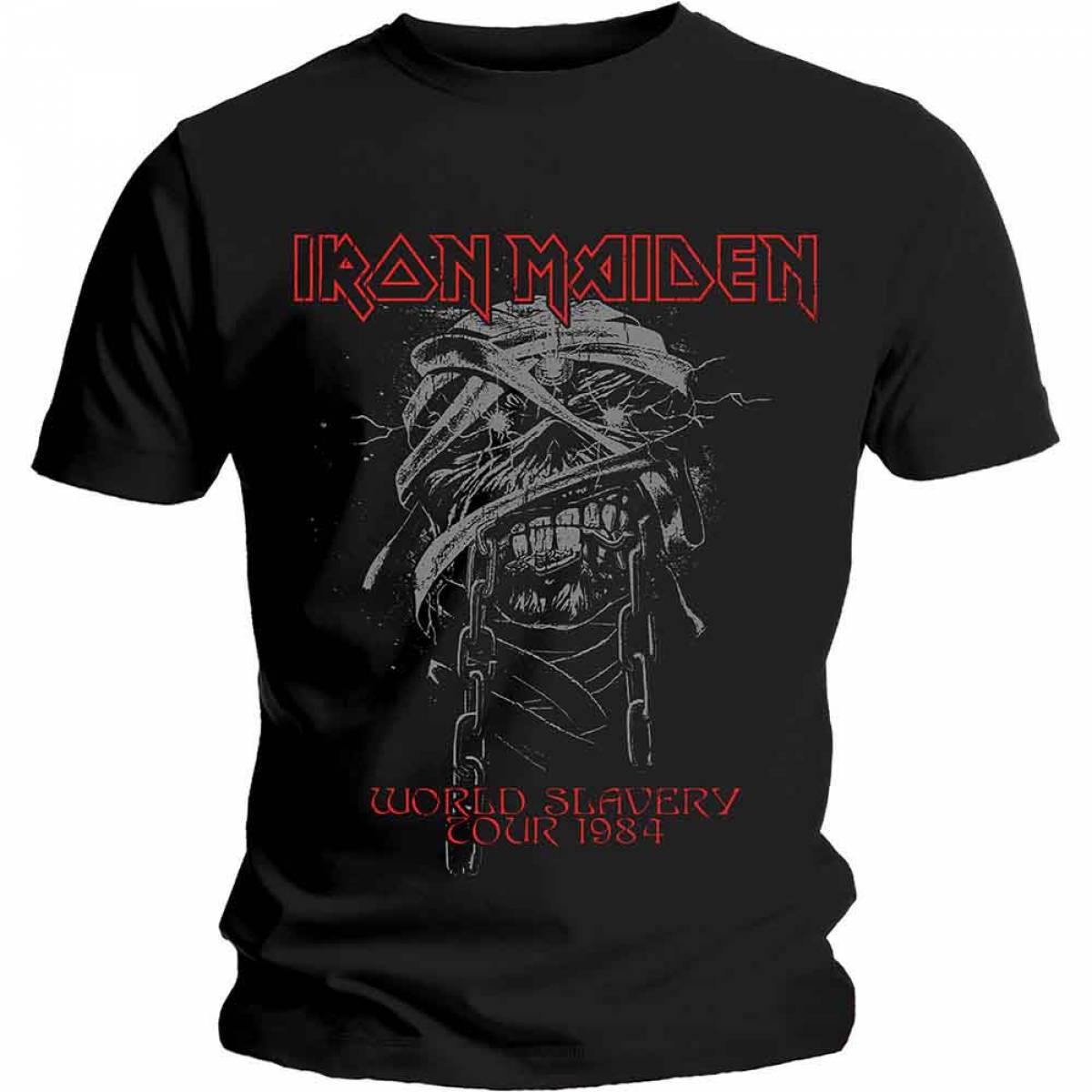 【予約商品】IRON MAIDEN バンドTシャツ ユニセックス: World Slavery 1984 Tour - BLACK