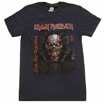 【予約商品】IRON MAIDEN バンドTシャツ ユニセックス: Senjutsu Back Cover Vertical Logo - NAVY BLUE