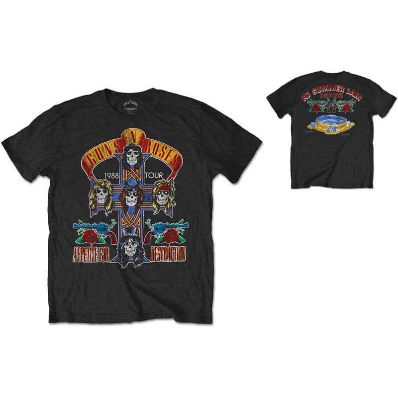 【予約商品】GUNS N' ROSES バンドTシャツ ユニセックス: NJ Summer Jam 1988 (Black) (Back Print)