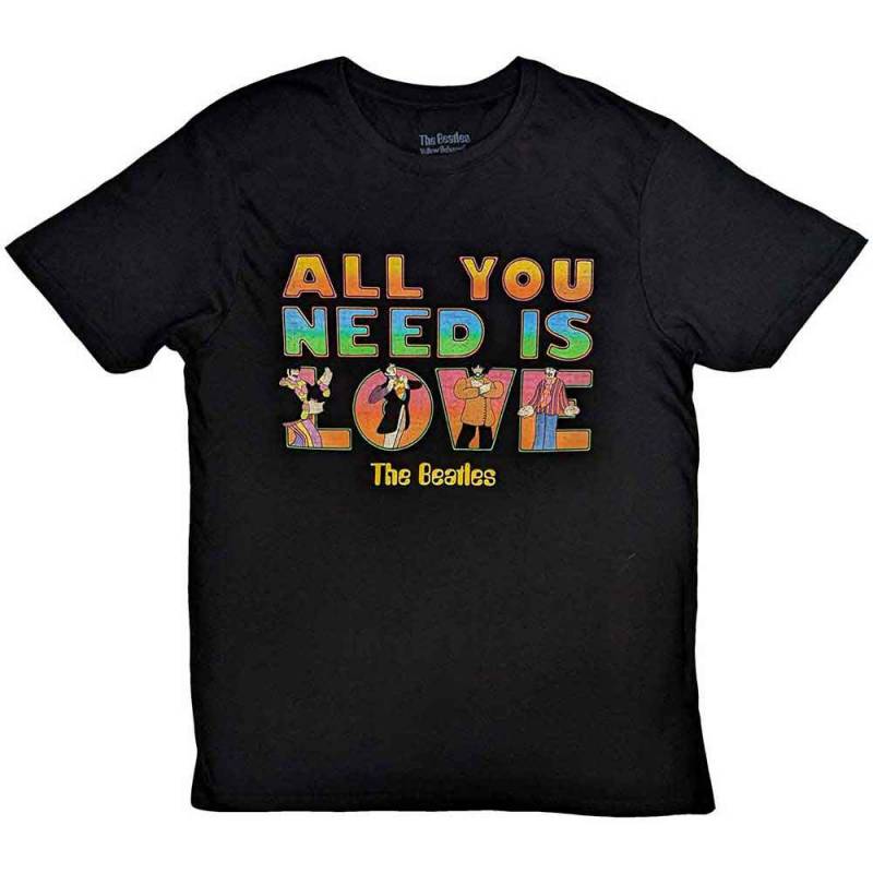 【予約商品】THE BEATLES バンドTシャツ ユニセックス: Yellow Submarine All You Need Is Love Stacked (Black)