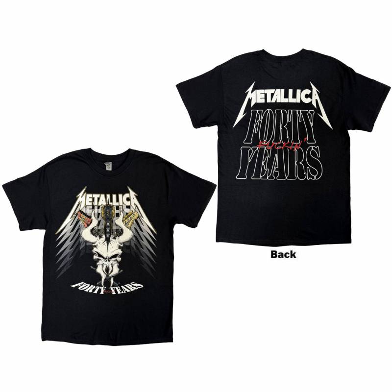 【予約商品】METALLICA バンドTシャツ ユニセックス: 40th Anniversary Forty Years (Black) (Back Print)