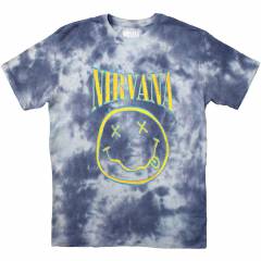 【予約商品】NIRVANA バンドTシャツ ユニセックス: Happy Face Blue Stroke (Blue) (Wash Collection)