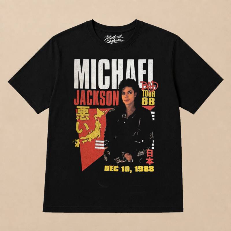 【予約商品】MICHAEL JACKSON Tシャツ ユニセックス: Bad Tour '88 Tokyo (Black)