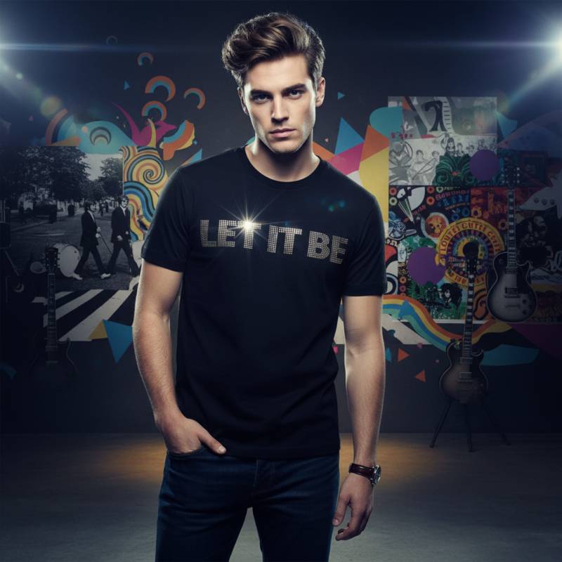 【予約商品】THE BEATLES バンドTシャツ ユニセックス: Let It Be Crystals (Black) (Embellished)
