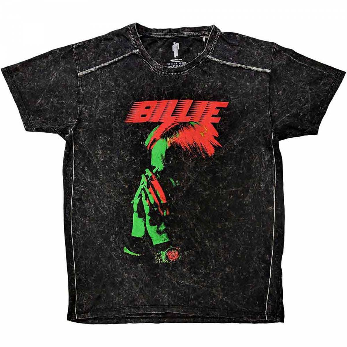 【予約商品】BILLIE EILISH バンドTシャツ ユニセックス: Hands Face (Wash Collection) - BLACK
