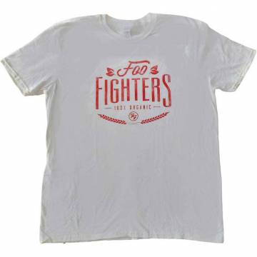 【予約商品】FOO FIGHTERS バンドTシャツ ユニセックス: 100% Organic Version 2 (White) (Ex-Tour) - WHITE