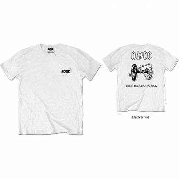 【予約商品】AC/DC バンドTシャツ ユニセックス: About To Rock (White) (Back Print/Retail Pack) (Small) - WHITE