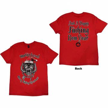 【予約商品】MOTORHEAD バンドTシャツ ユニセックス: Christmas 2017 (Back Print) - RED