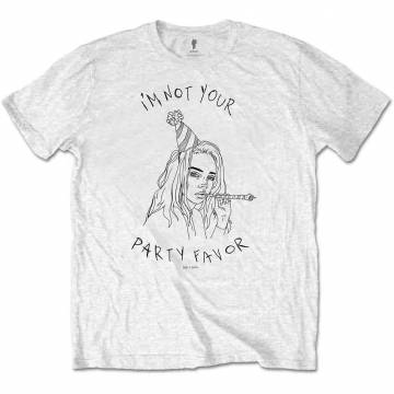 【予約商品】BILLIE EILISH バンドTシャツ ユニセックス: Party Favour (White) (Large) - WHITE