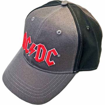 【予約商品】AC/DC Unisex Baseball Cap: Red Logo (Charcoal Grey & Black) (2-Tone) - CHARCOAL GREY & BLACK