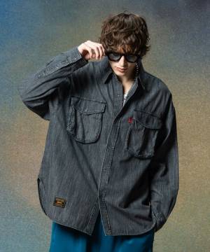 【予約商品】glamb(グラム)GB0225/SH09 : All Time Denim Shirt / オールタイムデニムシャツ - Black