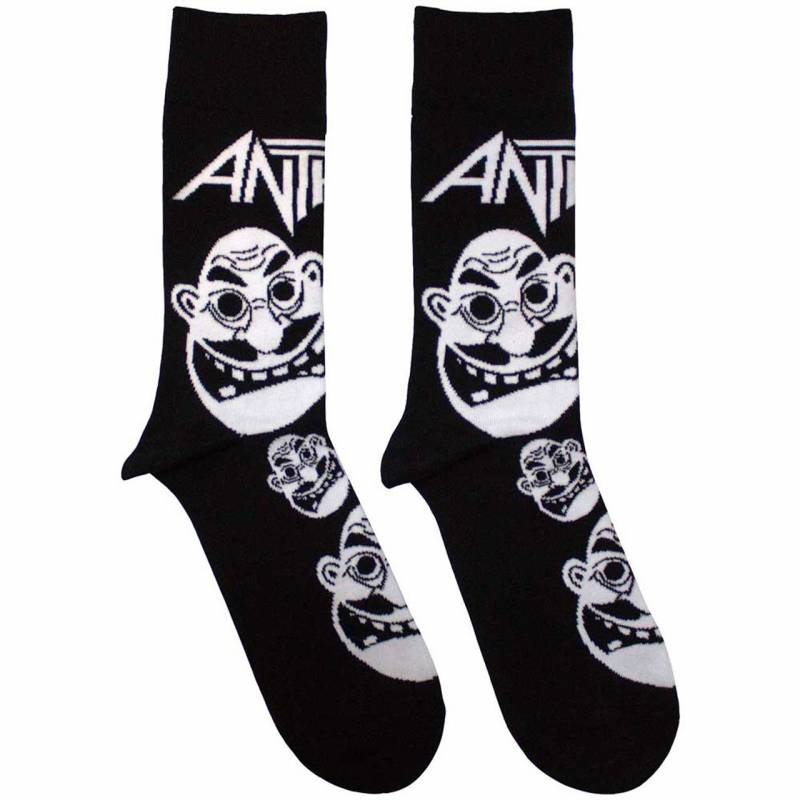 【予約商品】ANTHRAX Unisex Ankle Socks: Faces Pattern B&W (Black) (UK Size 7 - 11)