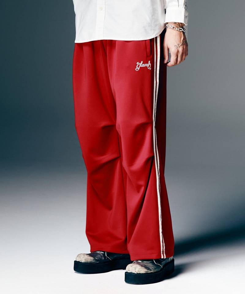 【予約商品】glamb(グラム) Tuck Baggy Jersey Pants / タックバギージャージパンツ - Red