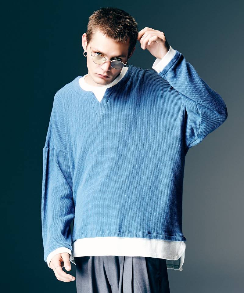 【予約商品】glamb(グラム)Layered Skipper Cutsew / レイヤードスキッパーカットソー - Blue