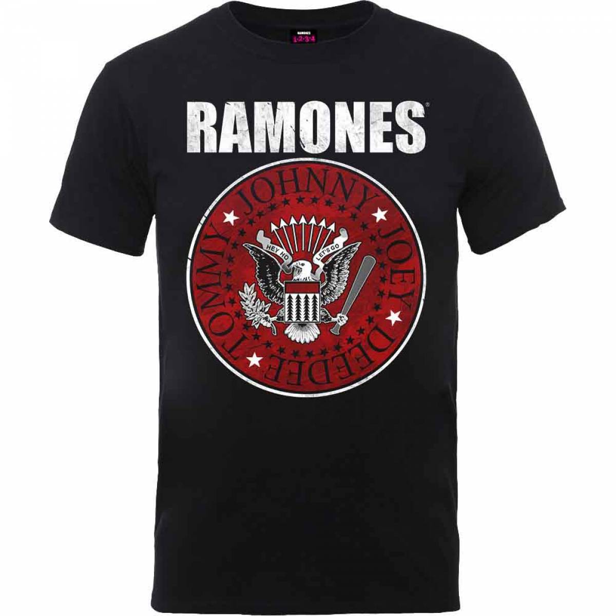 【予約商品】RAMONES バンドTシャツ ユニセックス: Red Fill Seal (Black) - BLACK