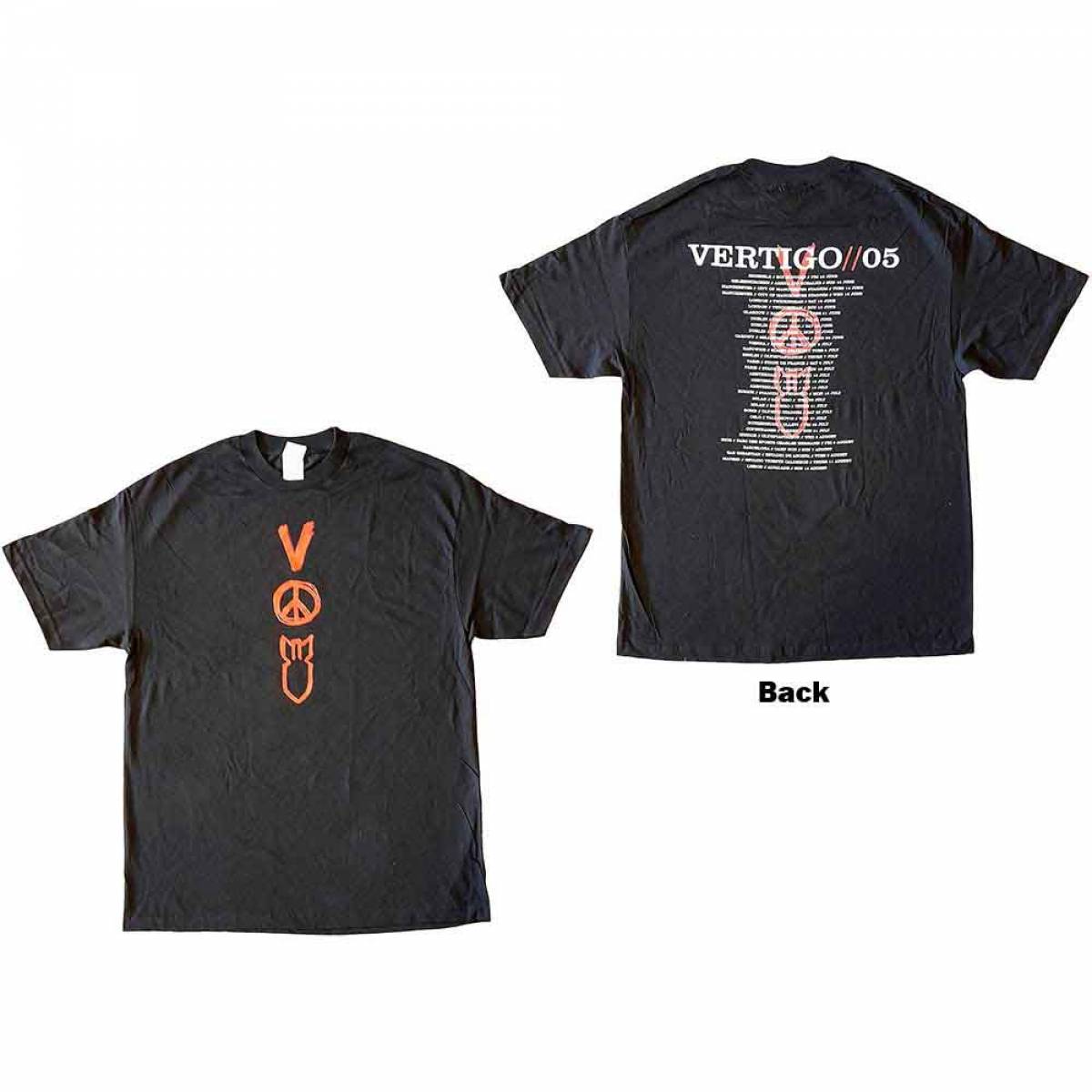 【予約商品】U2 バンドTシャツ ユニセックス: Vertigo Tour 2005 Symbols (Black) (Back Print & Ex-Tour) (X-Large) - BLACK