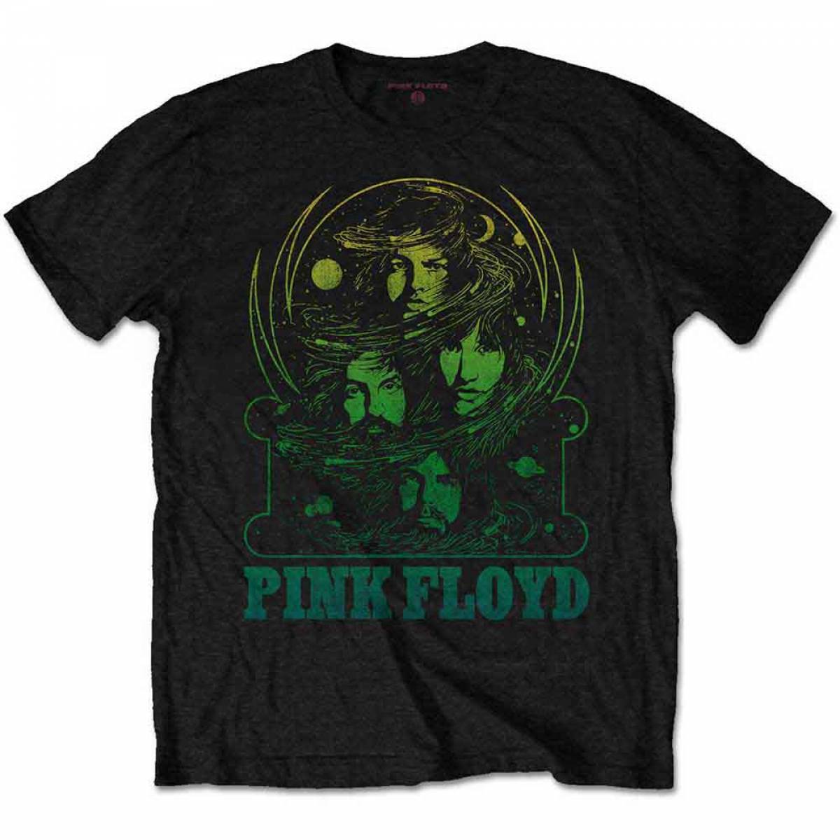 【予約商品】PINK FLOYD バンドTシャツ ユニセックス: Green Swirl (Black) - BLACK