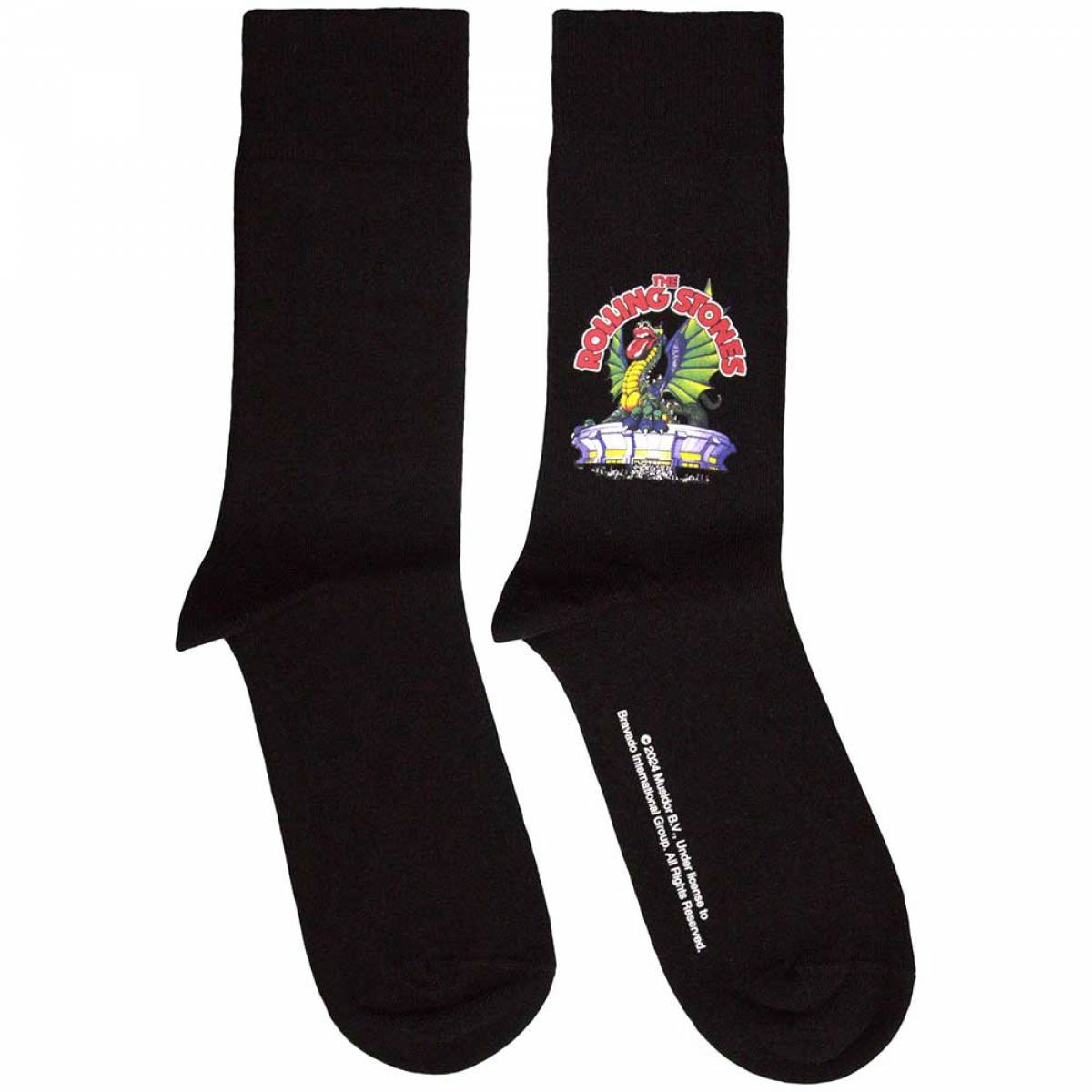 【予約商品】THE ROLLING STONES Unisex Terry Socks: Dragon (Black) (UK Size 7 - 11) - BLACK
