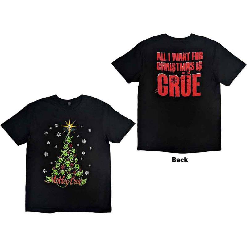 【予約商品】MOTLEY CRUE バンドTシャツ ユニセックス: Xmas Crue (Black) (Back Print)