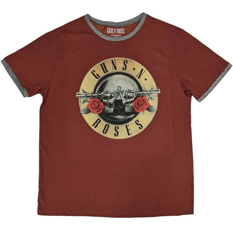 【予約商品】GUNS N' ROSES Unisex Ringer バンドTシャツ: Classic Logo (Red)