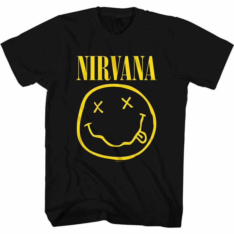 【予約商品】NIRVANA バンドTシャツ ユニセックス: Yellow Happy Face (Black)