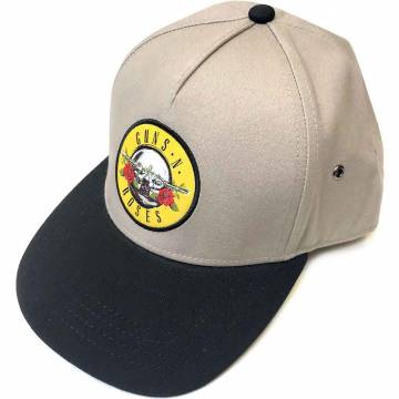 【予約商品】GUNS N' ROSES Unisex Snapback Cap: Circle Logo (Black & Sand) - BLACK & SAND