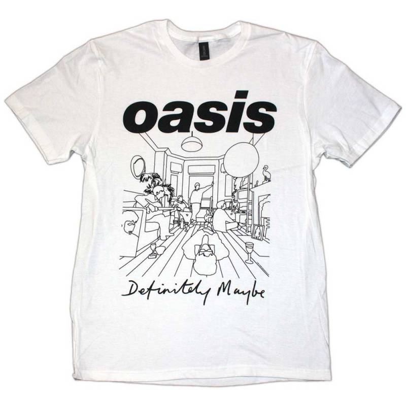 【予約商品】OASIS バンドTシャツ ユニセックス: Definitely Maybe Line Drawing (White)