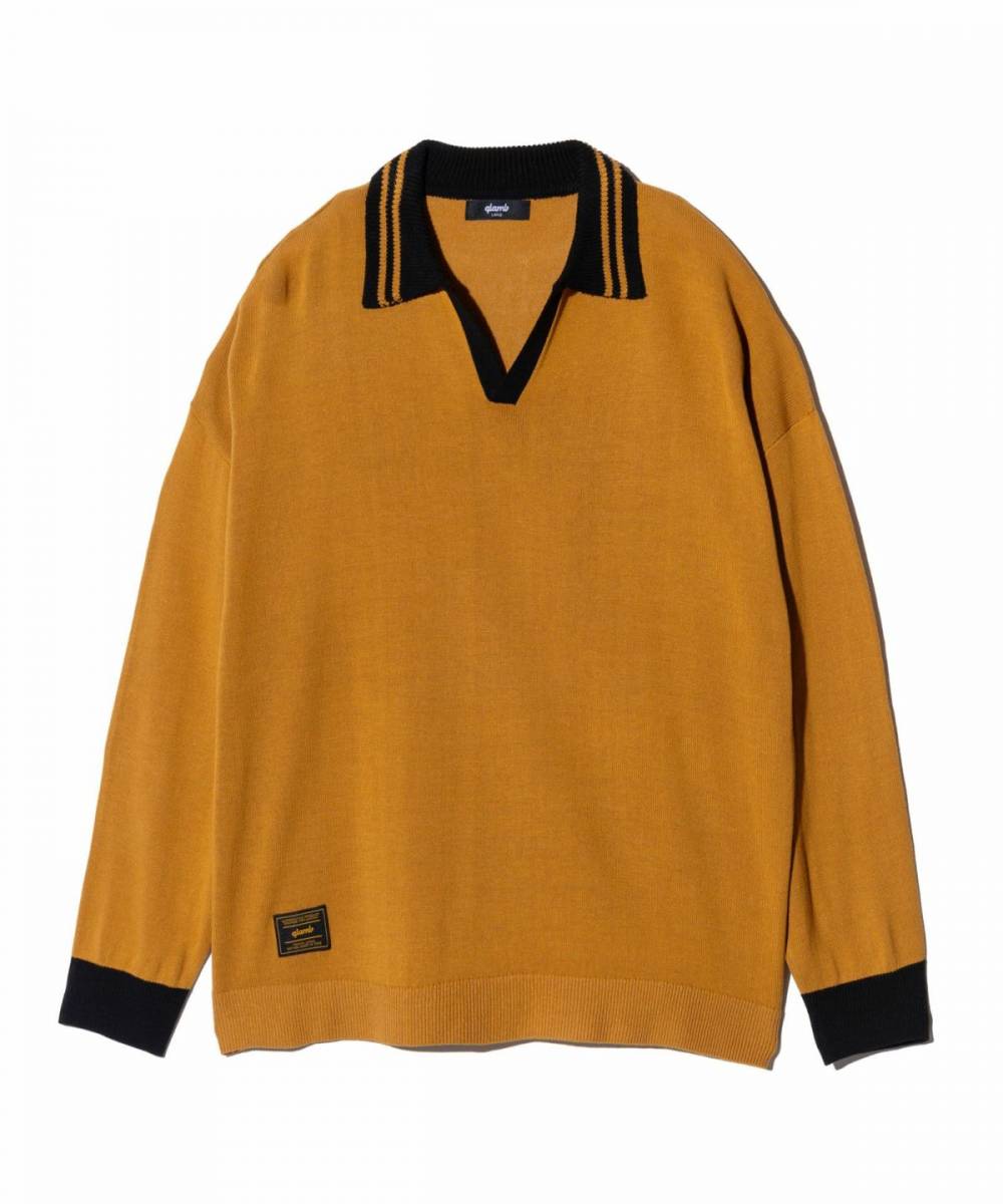 【予約商品】glamb(グラム)GB0125/KNT08 : Line Skipper Collar Knit / ラインスキッパーカラーニット - Yellow