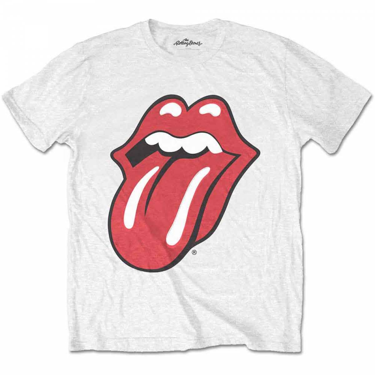 【予約商品】THE ROLLING STONES バンドTシャツ ユニセックス: Classic Tongue (White) - WHITE
