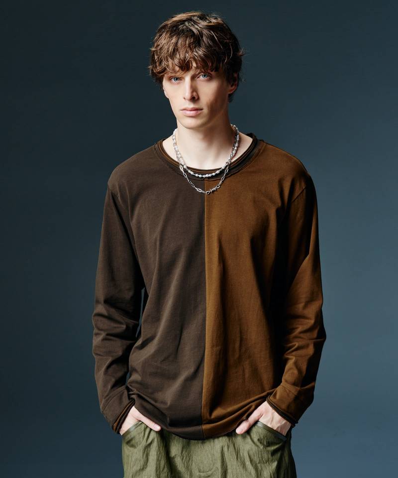 【予約商品】glamb(グラム) Center Switch Cutsew / センタースイッチカットソー - Brown