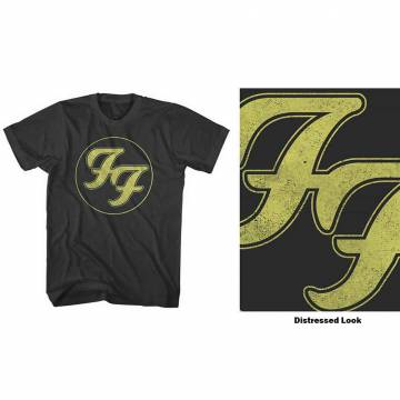 【予約商品】FOO FIGHTERS バンドTシャツ ユニセックス: Distressed FF Logo (Black) - BLACK