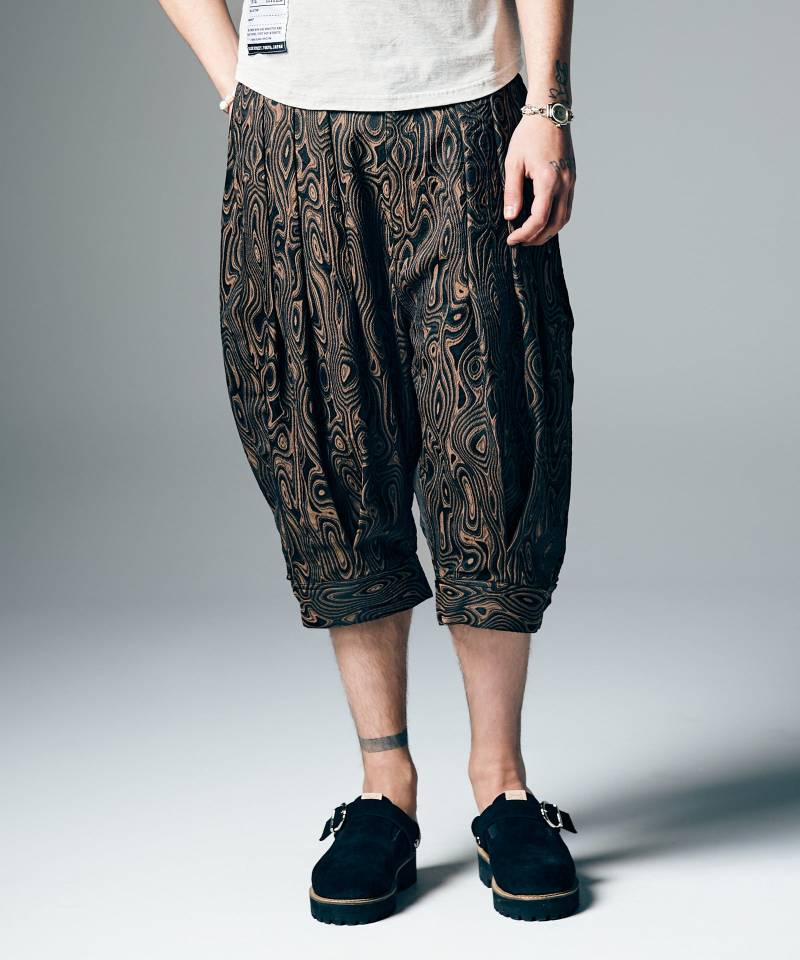 【予約商品】glamb(グラム) Marble Pleats Cropped Pants / マーブルプリーツクロップドパンツ - Brown