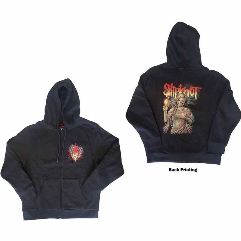 【予約商品】SLIPKNOT Unisex Zipped Hoodie: Burn Me Away (Dark Grey) (Back Print)