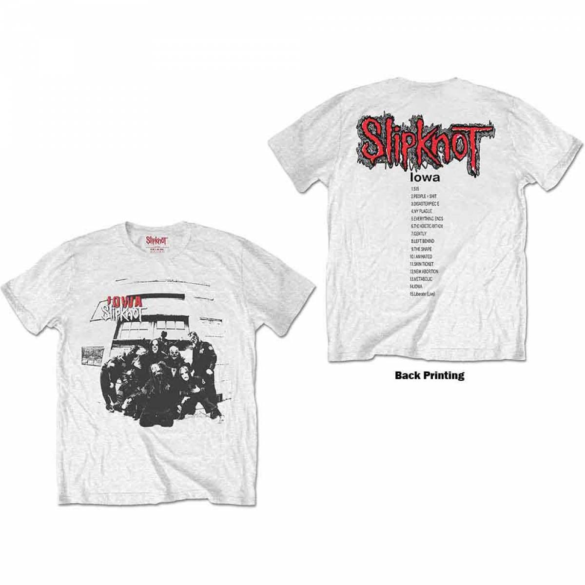【予約商品】SLIPKNOT バンドTシャツ ユニセックス: Iowa Track List (White) (Back Print) - WHITE