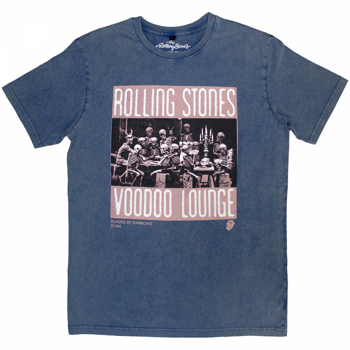 【予約商品】THE ROLLING STONES Unisex Stone Wash バンドTシャツ: Voodoo Skulls (Denim Blue) - DENIM BLUE