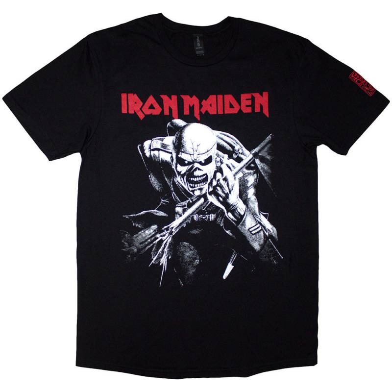 【予約商品】IRON MAIDEN バンドTシャツ ユニセックス: 50 Trooper Charge White (Black) (Sleeve Print)